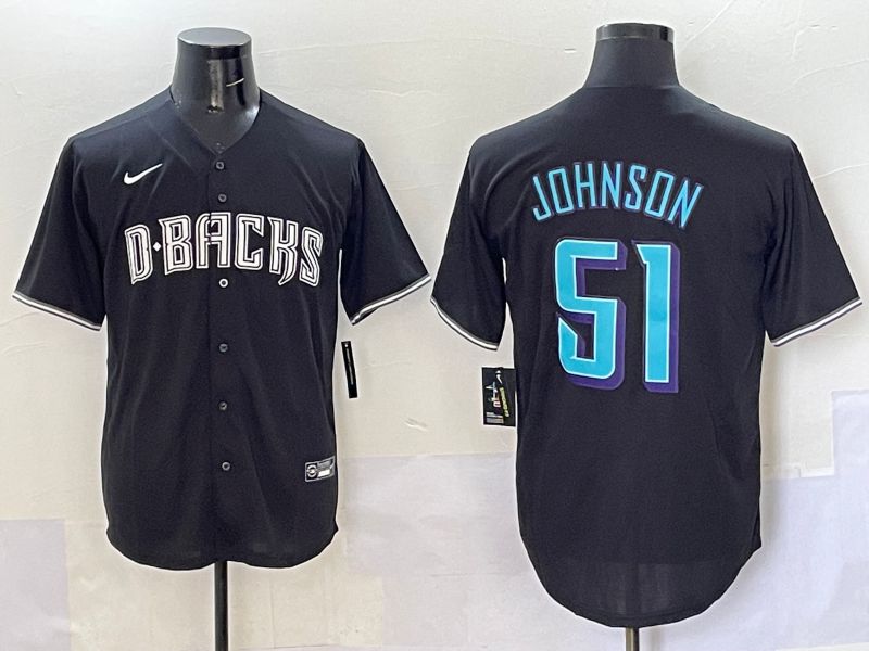 Men 2025 Arizona Diamondback 51 Johnson Black Joint Name Nike MLB Jersey style 1